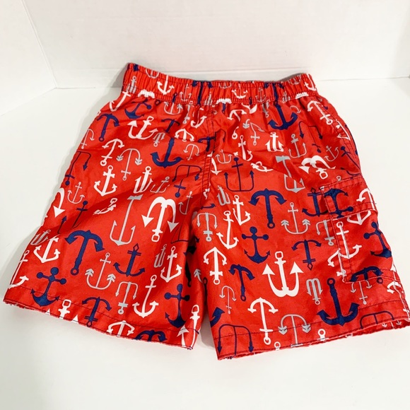 OP Ocean Pacific Anchor Print Lined Swim Trunks Board Short Elastic Waist Pocket - Picture 2 of 7